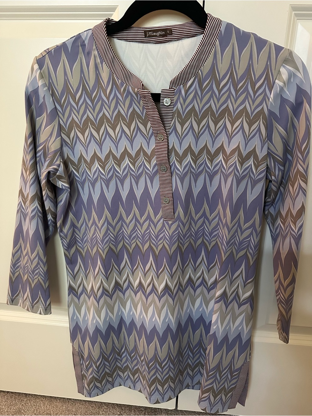 J. McLaughlin Women's Lavender Geometric Henley Tunic Top